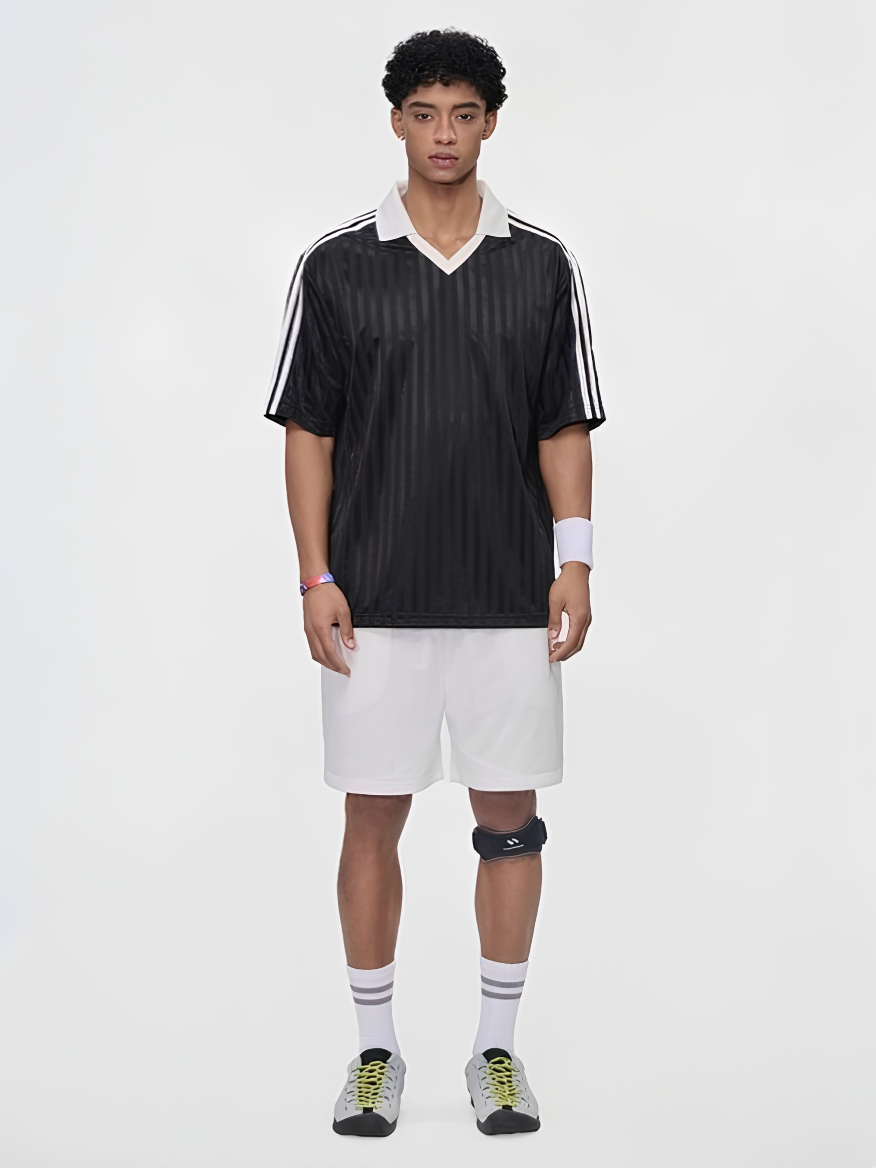 DashFit - Unisex Lightweight Striped V-Neck T-Shirt