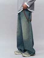 Tempestfire - Men's Washed Denim Wide-Leg Jeans