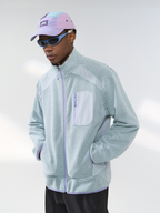 Nightthorn - Unisex Wave Pattern Fleece Zip-Up Sweatshirt