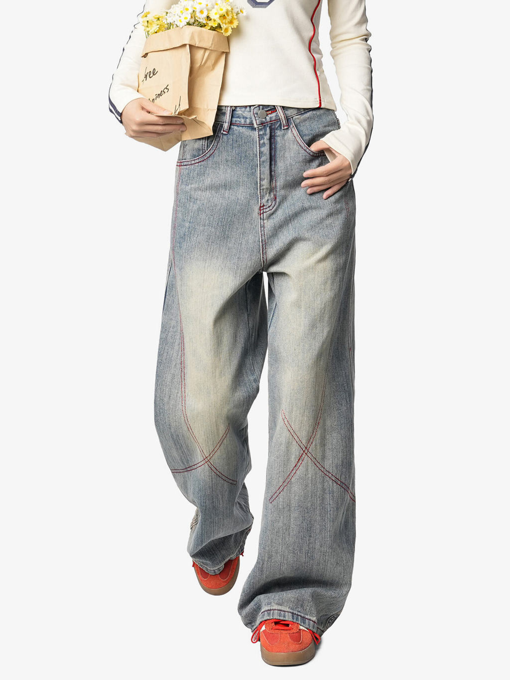 HardPan - Contrast Hasso Stitching Cotton Denim Jeans