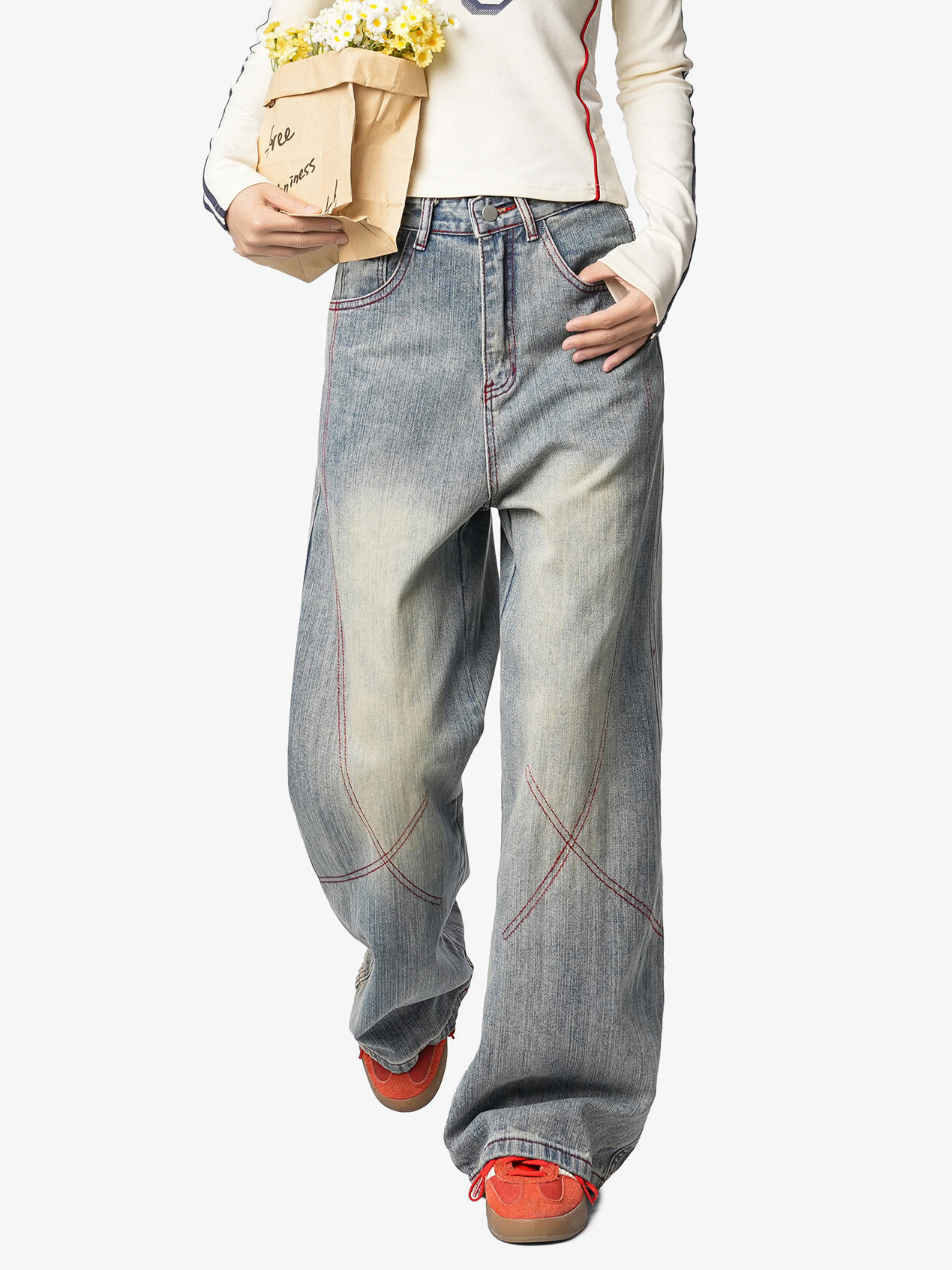 HardPan - Contrast Hasso Stitching Cotton Denim Jeans