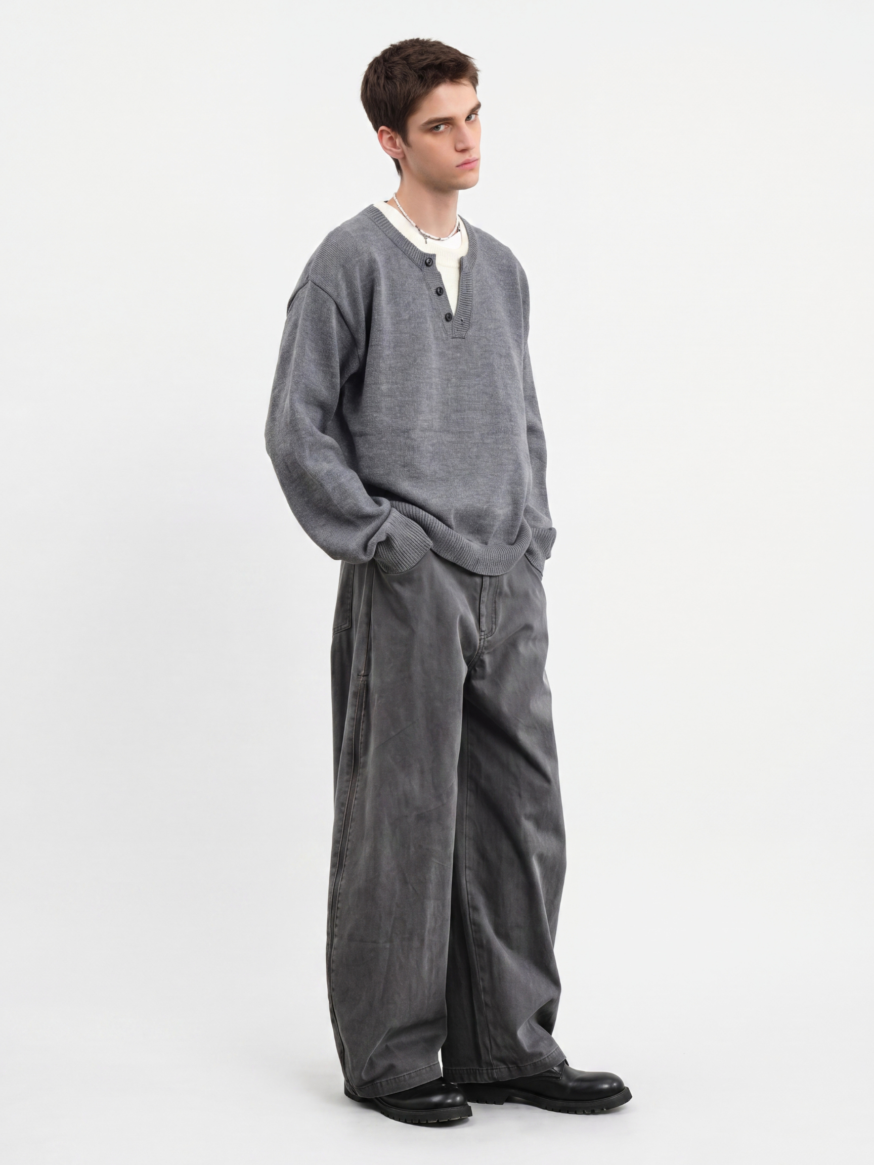 FlareMist - Men's Washed Side-Zip Wide-Leg Pants