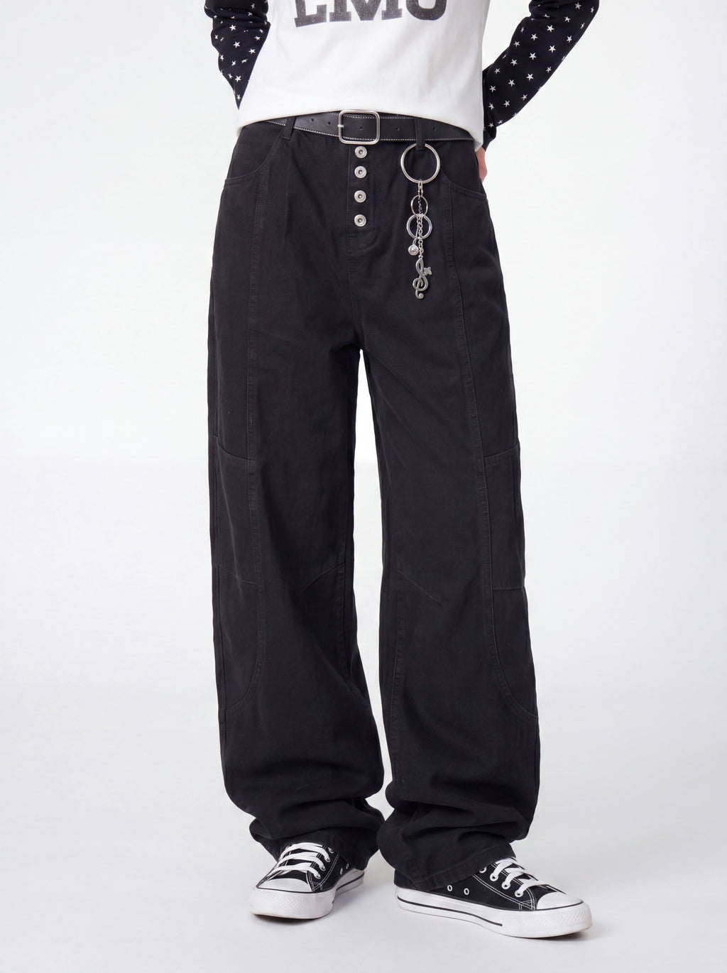 Dewpoint - Button Straight-Leg Wide Cargo Pants
