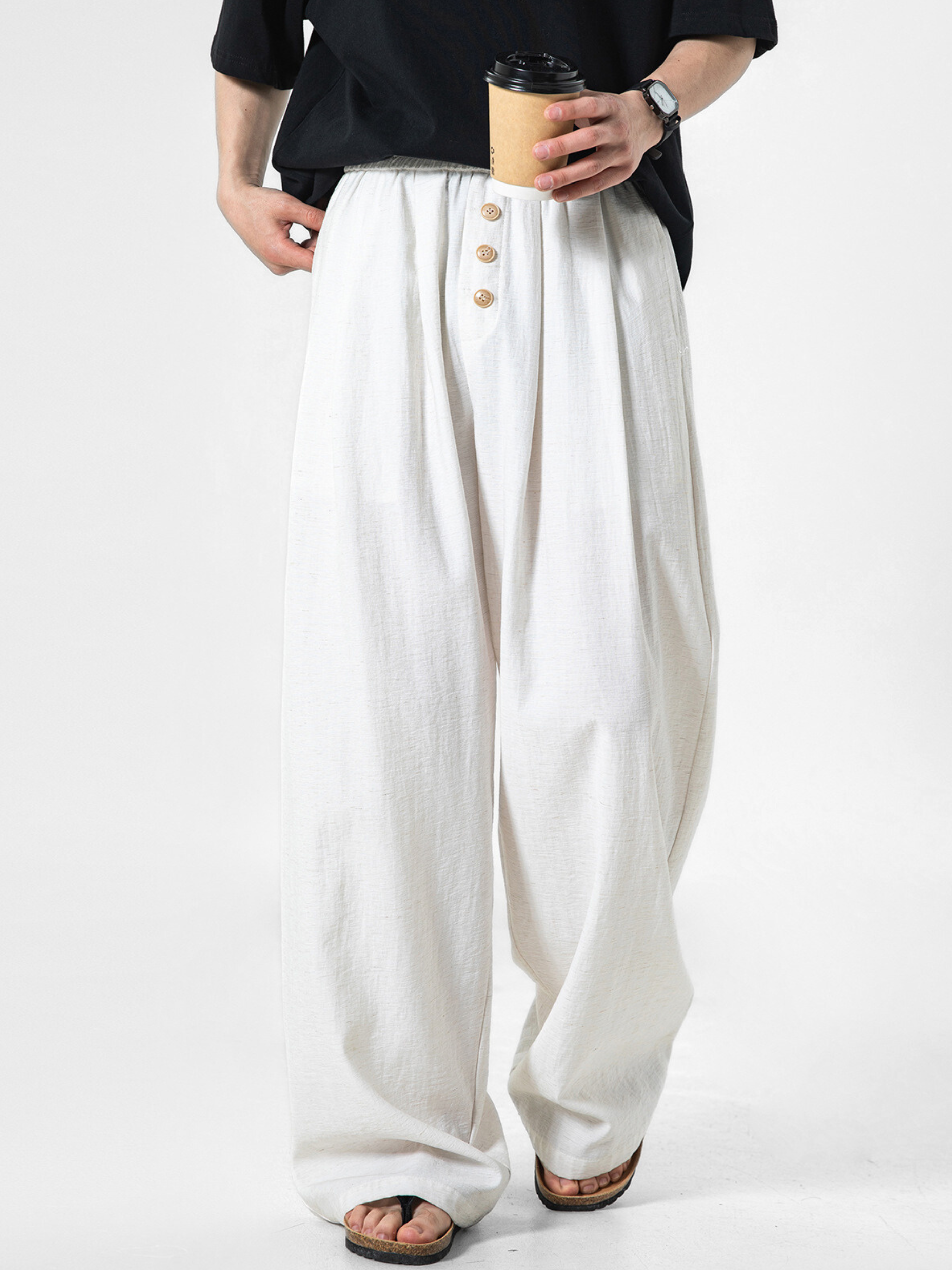 Forestfall - Men's Button-Detail Relaxed Straight-Leg Pants