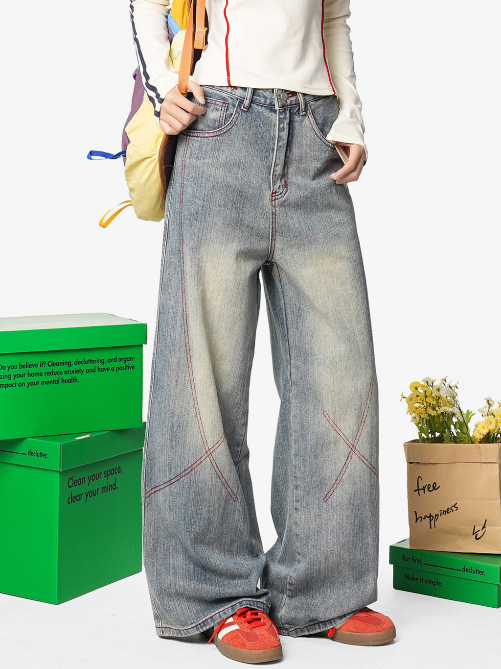 HardPan - Contrast Hasso Stitching Cotton Denim Jeans