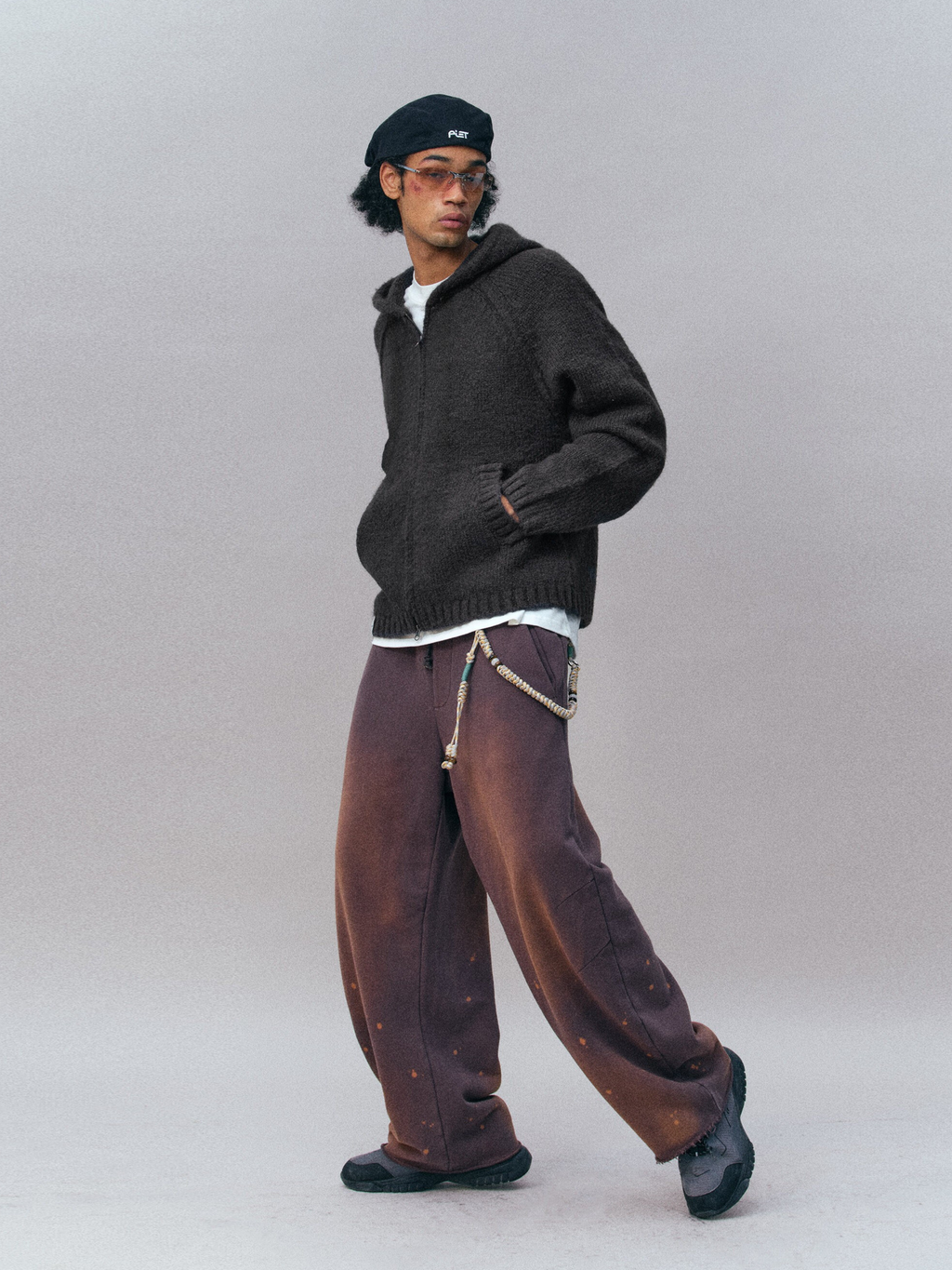 Ravensoul - Unisex Loose-Fit Zip-Up Hooded Knit Sweater