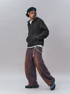 Ravensoul - Unisex Loose-Fit Zip-Up Hooded Knit Sweater