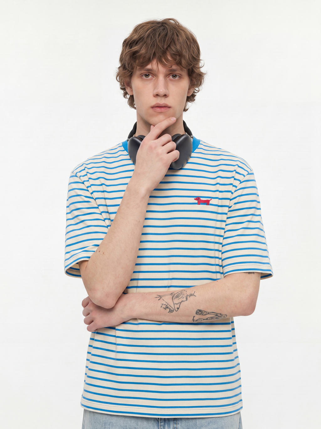 StillCloak - Striped Embroidered Cotton Relaxed T-Shirt