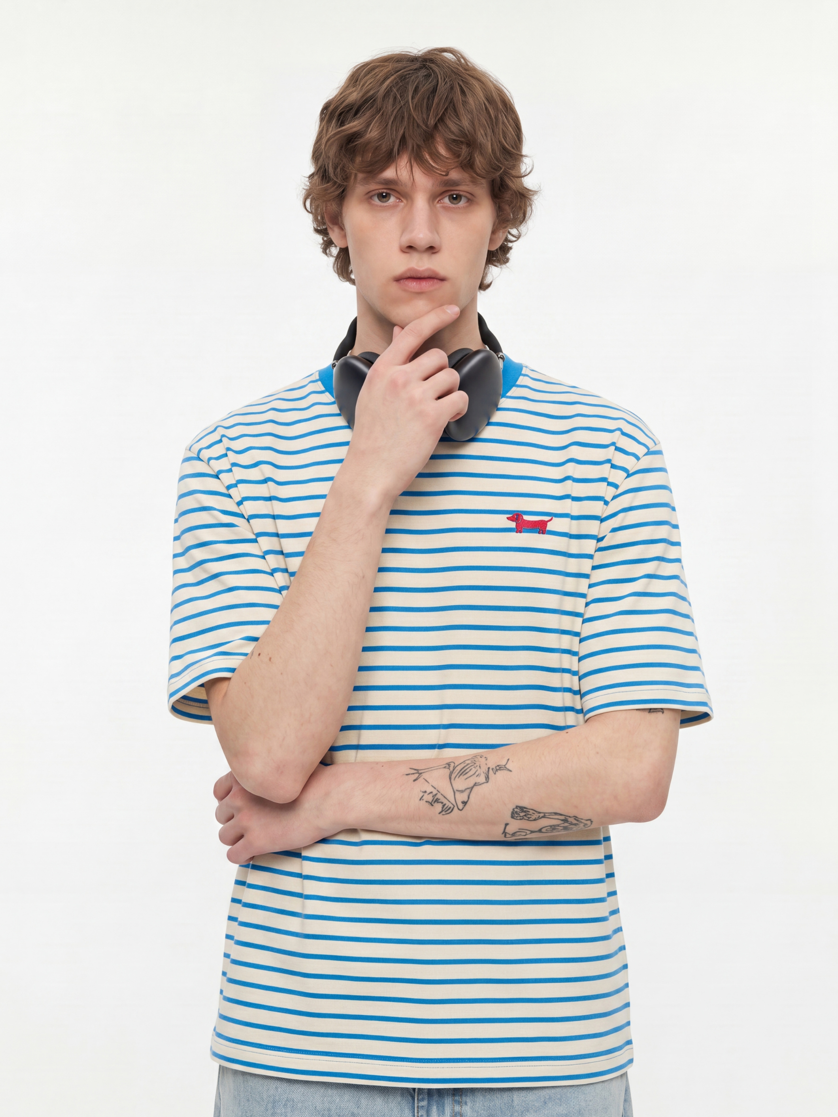 StillCloak - Striped Embroidered Cotton Relaxed T-Shirt