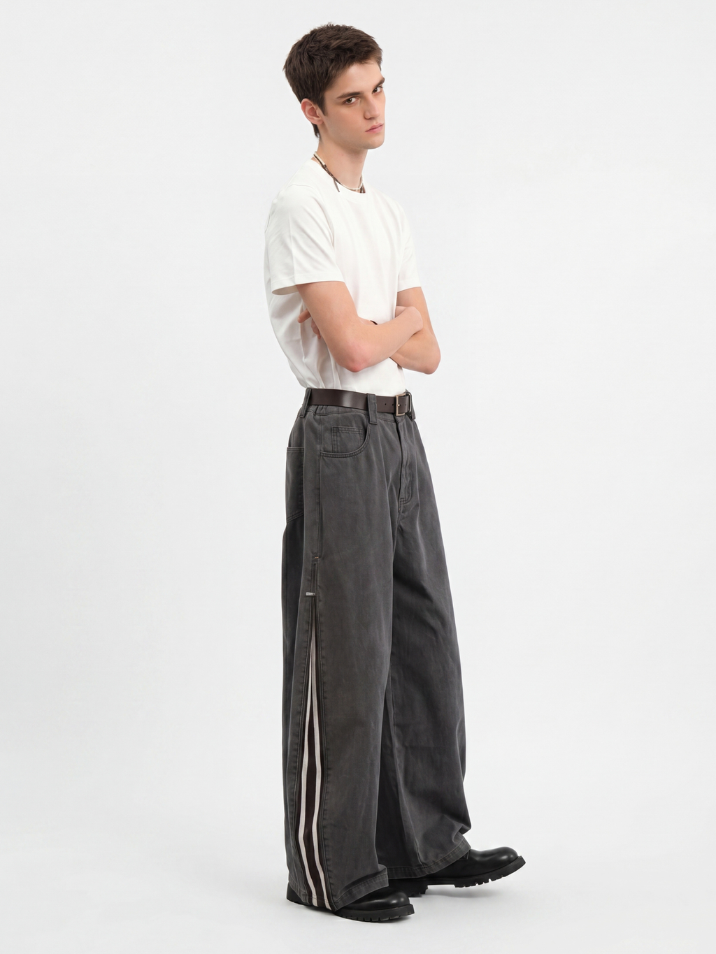 FlareMist - Men's Washed Side-Zip Wide-Leg Pants