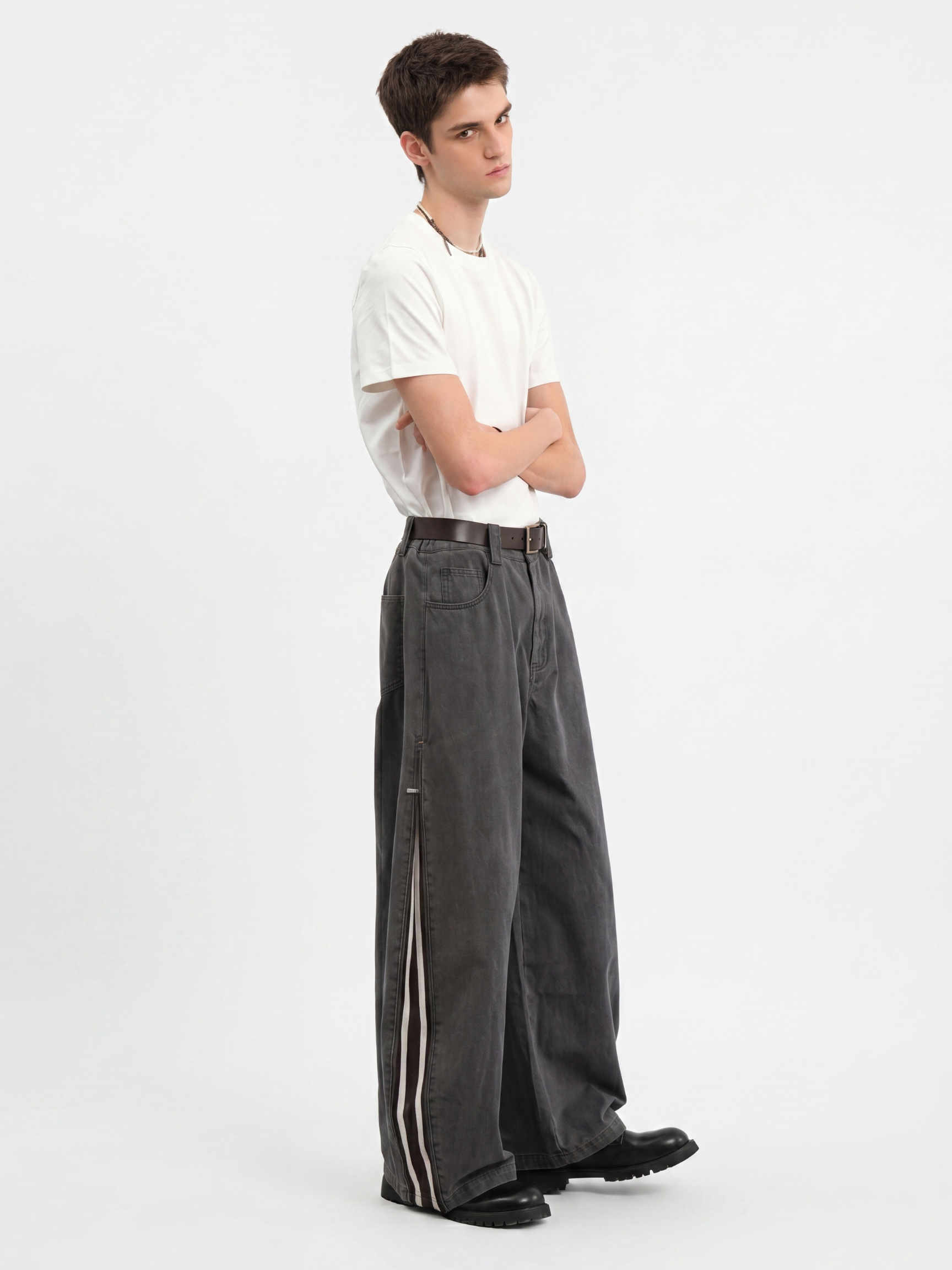 FlareMist - Men's Washed Side-Zip Wide-Leg Pants