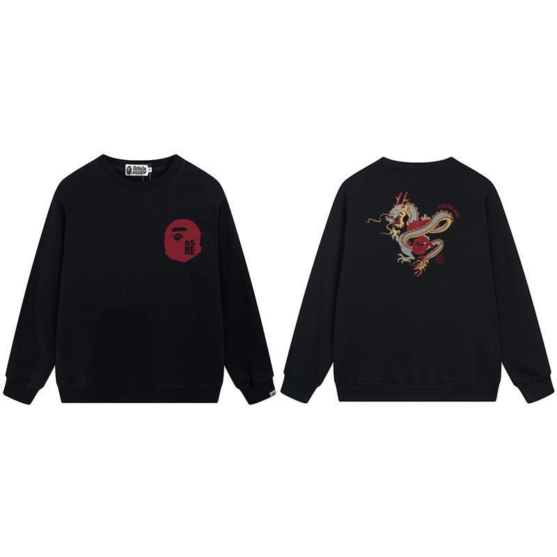 BAPE Dragon Logo Back Print Crewneck Sweatshirt Black