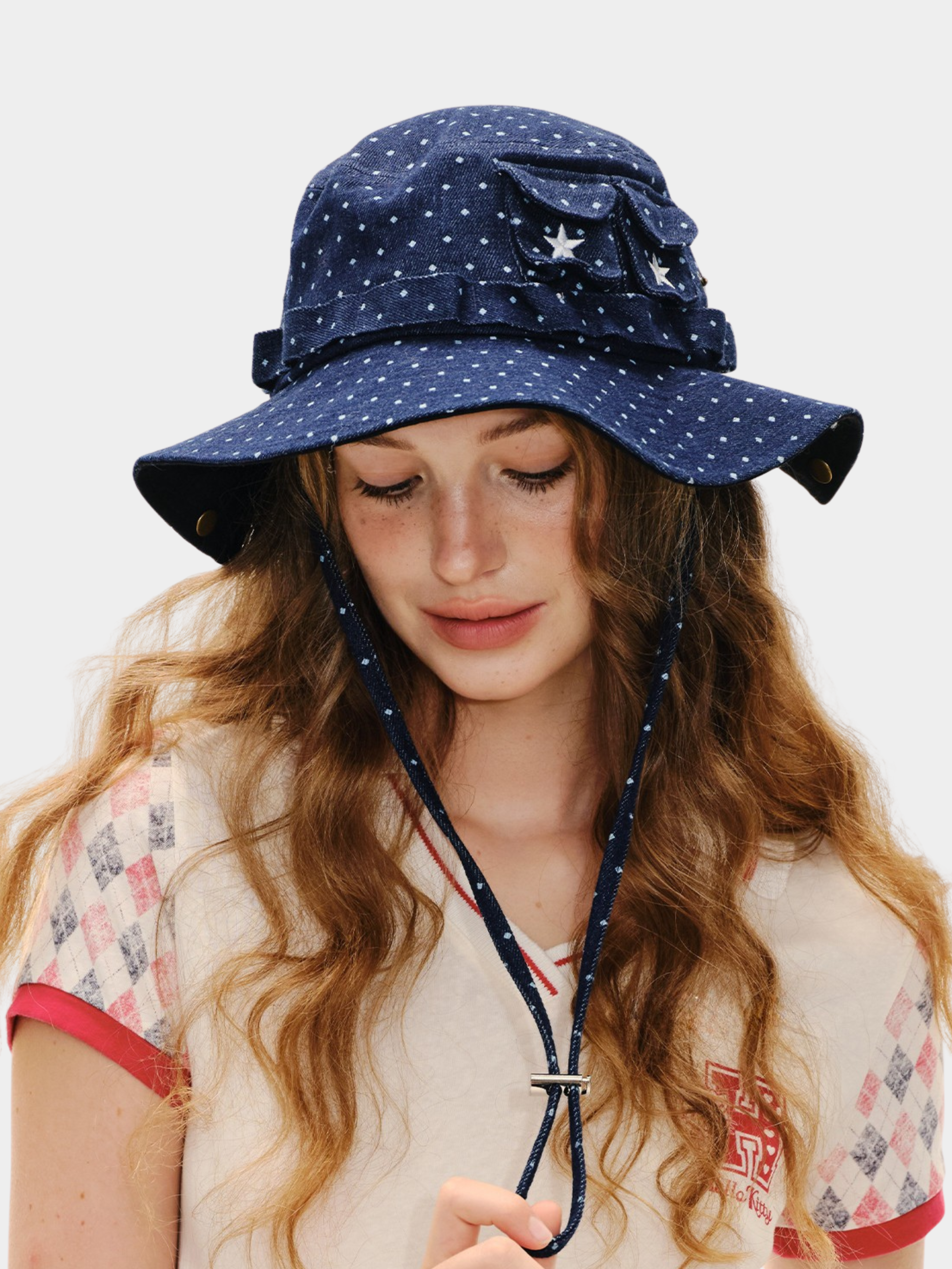 Duneflare - UPF50+ Protection Polka Dot Embroidered Utility Bucket Hat