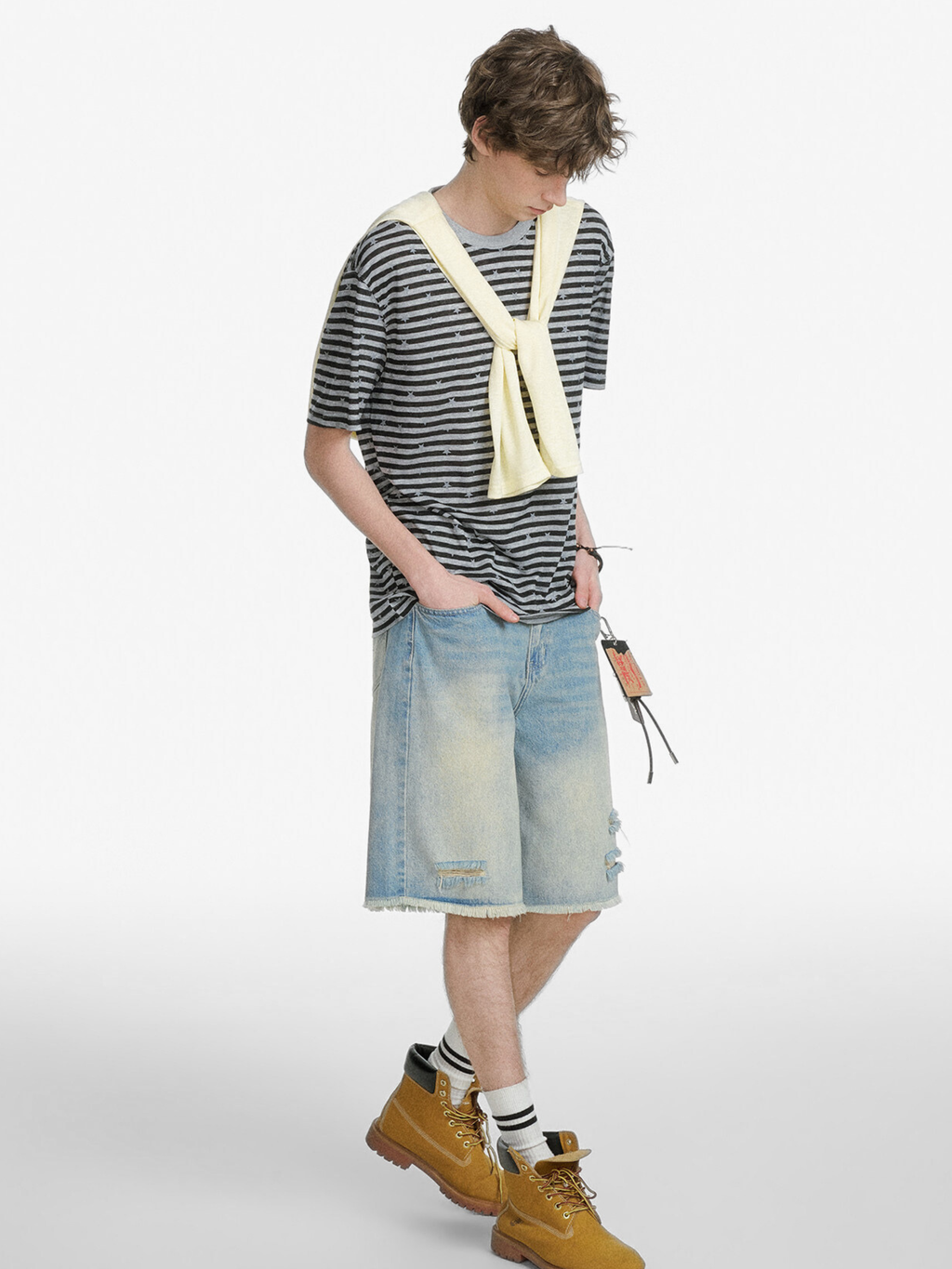 Ashdrift - Unisex Striped Star Lyocell Short Sleeve T-Shirt
