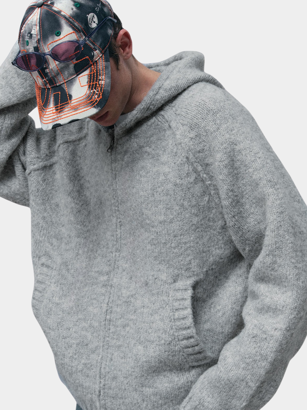 Ravensoul - Unisex Loose-Fit Zip-Up Hooded Knit Sweater