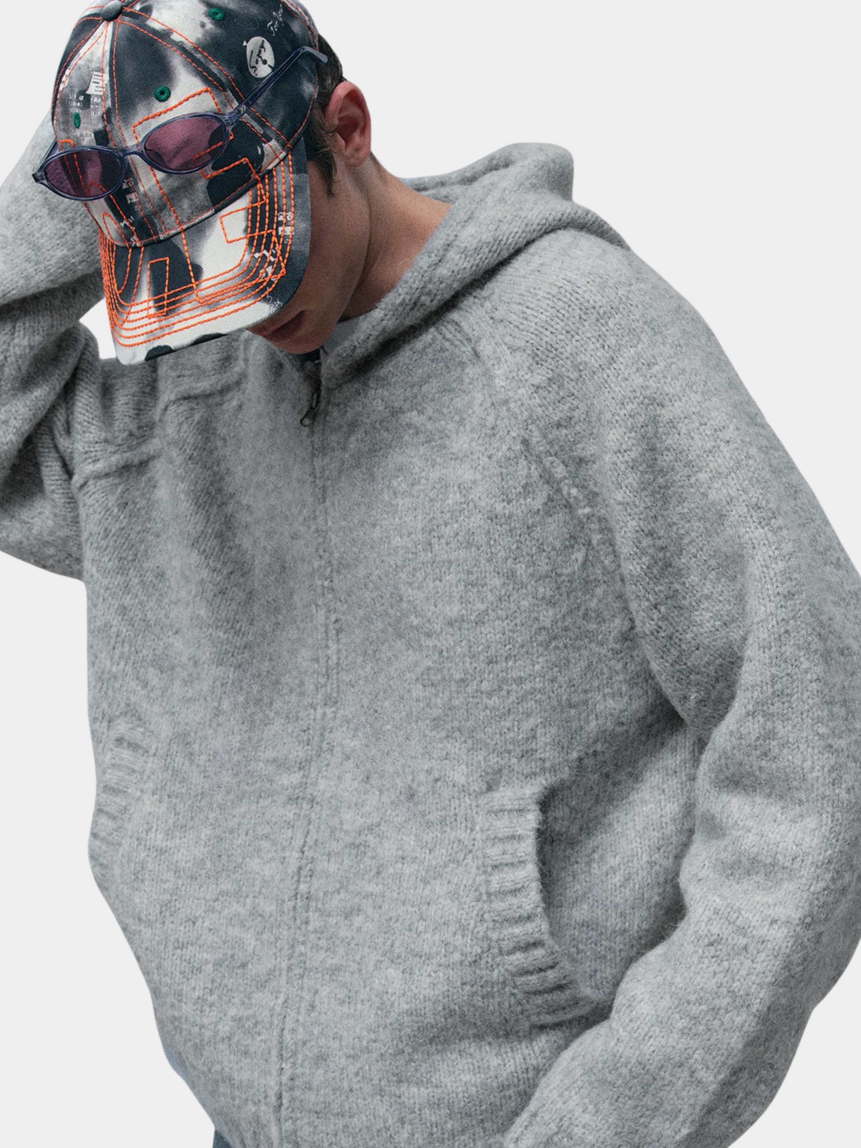 Ravensoul - Unisex Loose-Fit Zip-Up Hooded Knit Sweater