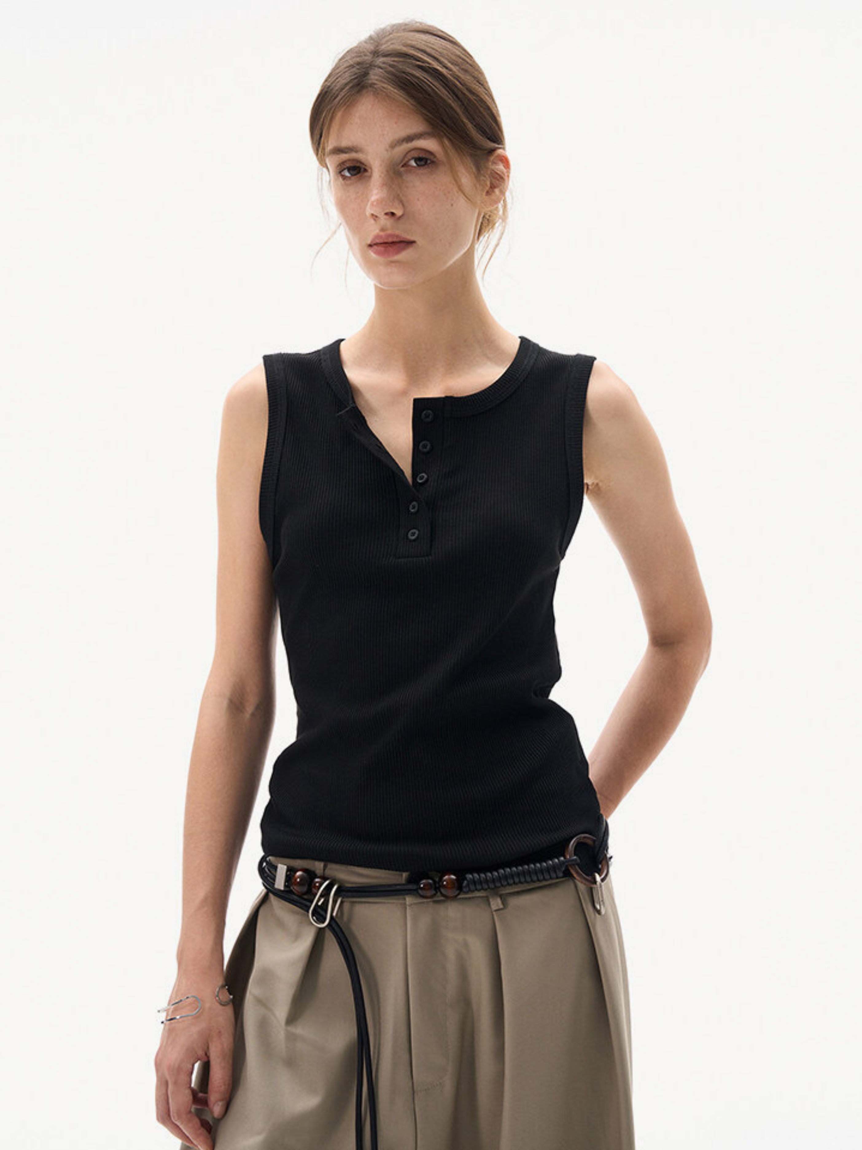 Frostfall - Slim Fit Ribbed Sleeveless Tank Top