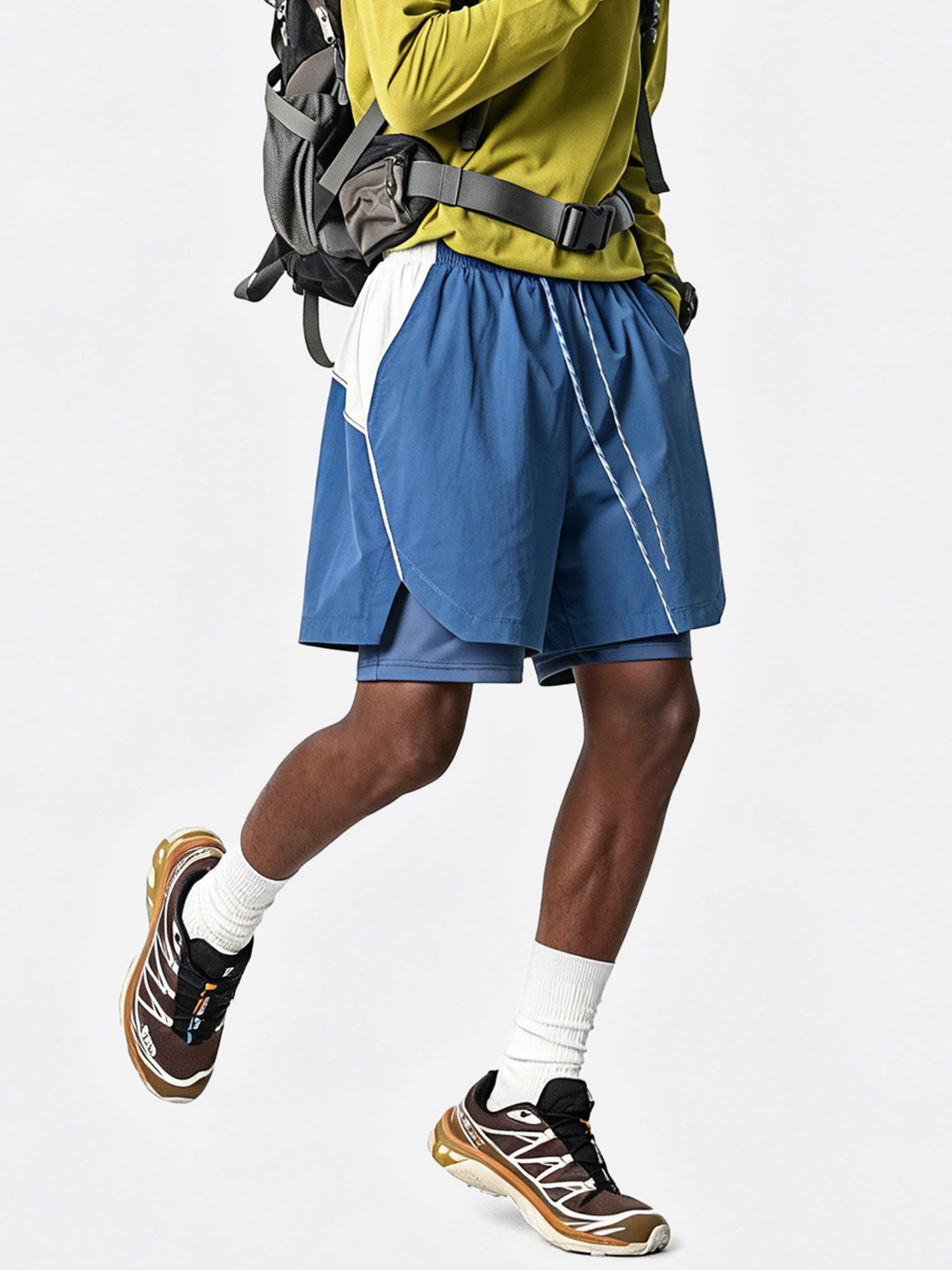 Trekker - Men's Lightweight Color-Block 2-in-1 Athletic Shorts