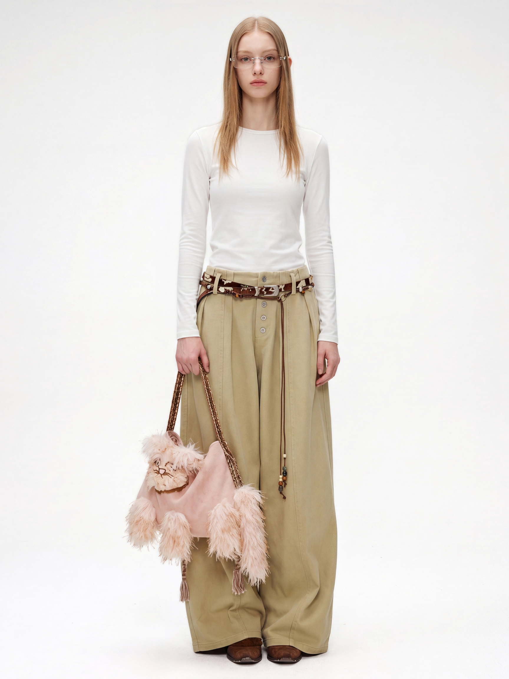 Aura - Faux Suede Cat Shoulder Bag
