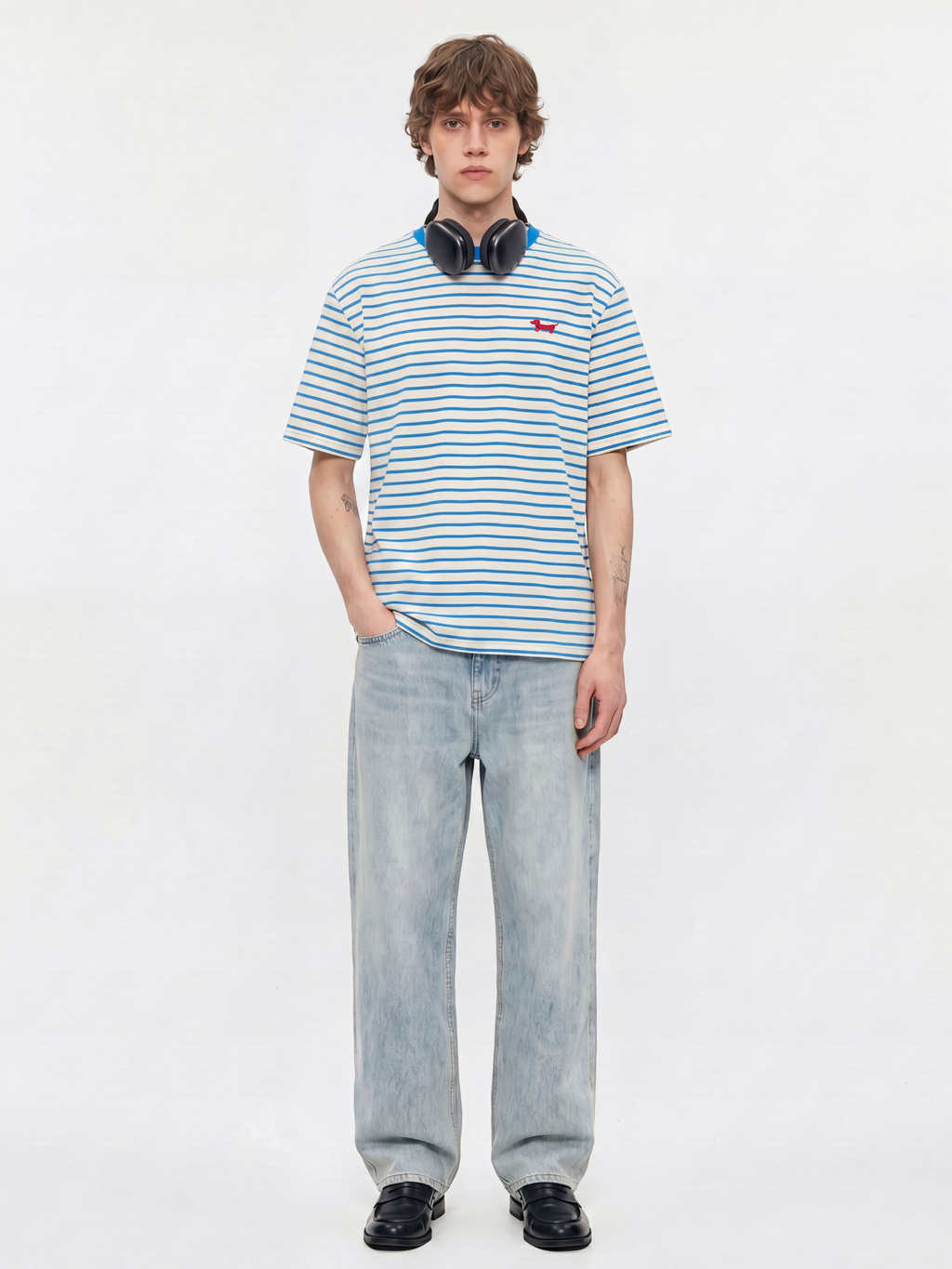 StillCloak - Striped Embroidered Cotton Relaxed T-Shirt