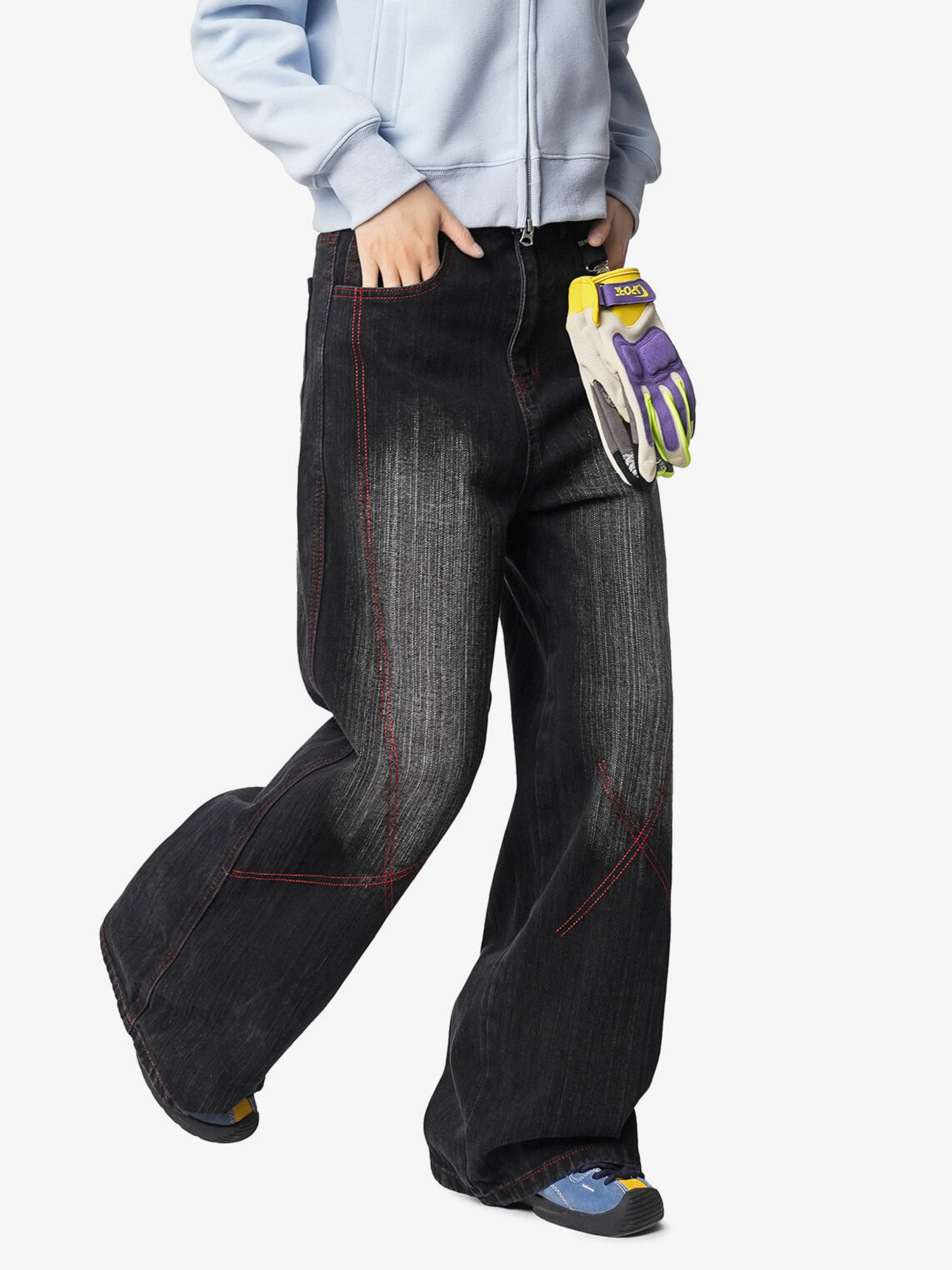 HardPan - Contrast Hasso Stitching Cotton Denim Jeans