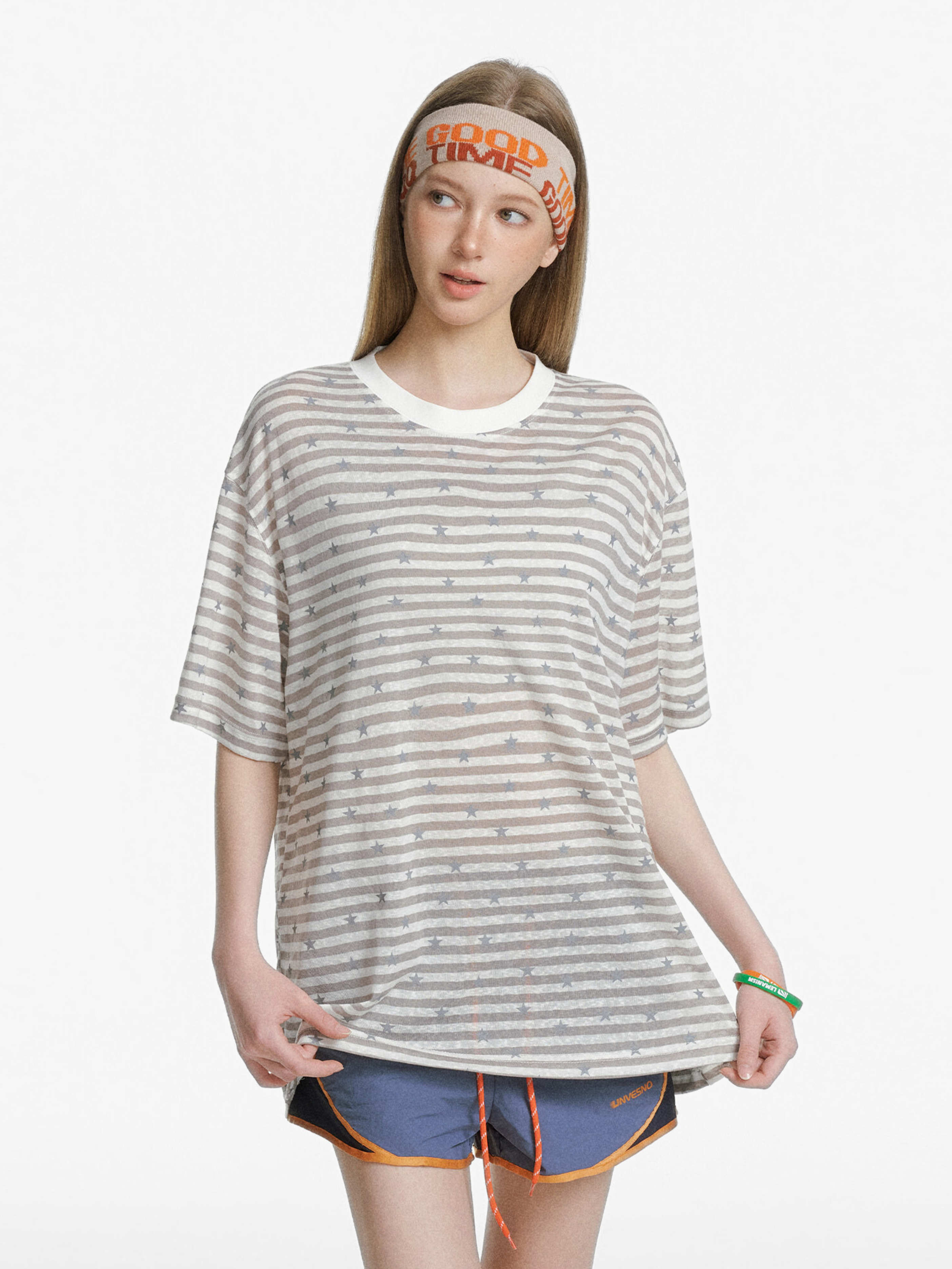Ashdrift - Unisex Striped Star Lyocell Short Sleeve T-Shirt