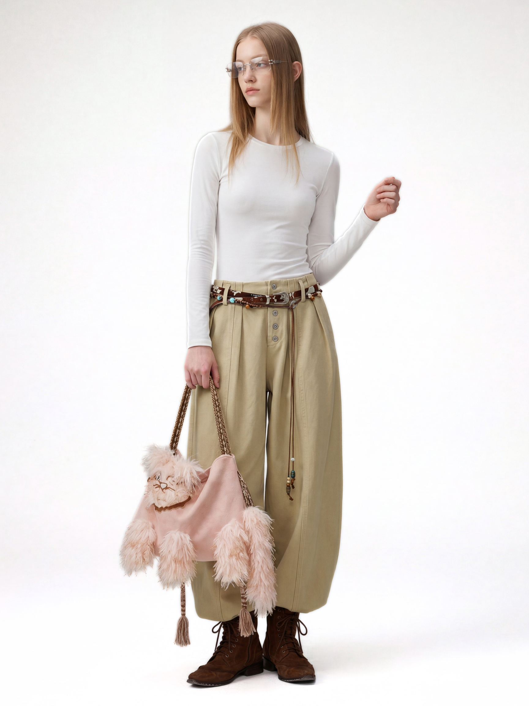 Aura - Faux Suede Cat Shoulder Bag