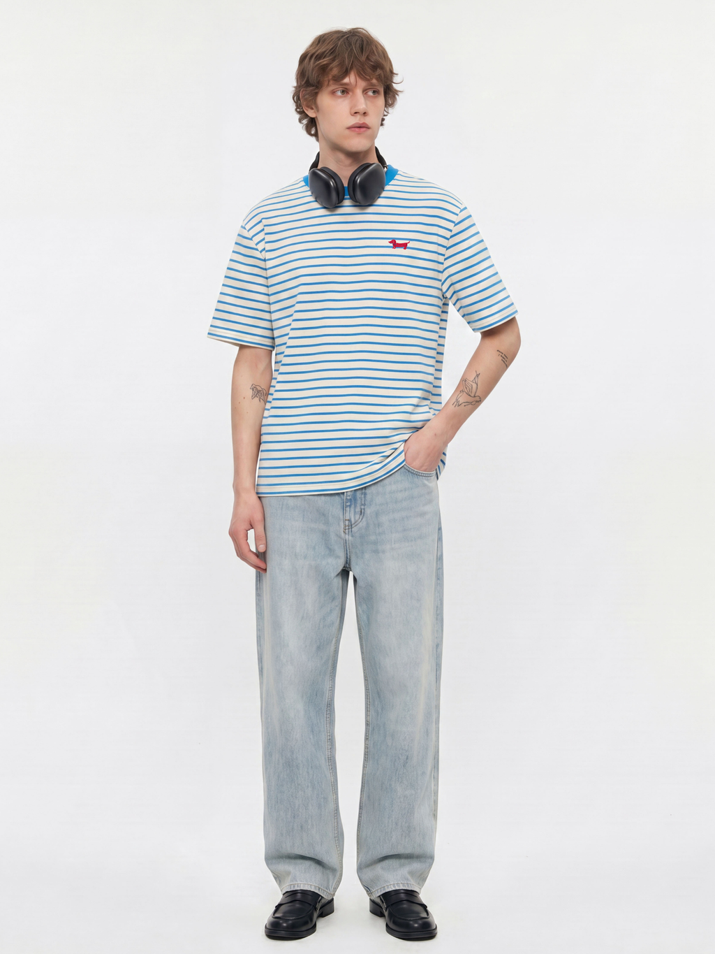 StillCloak - Striped Embroidered Cotton Relaxed T-Shirt