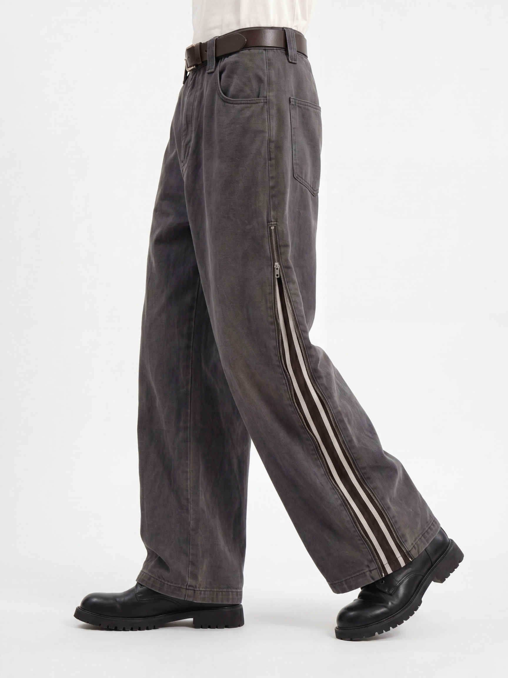 FlareMist - Men's Washed Side-Zip Wide-Leg Pants