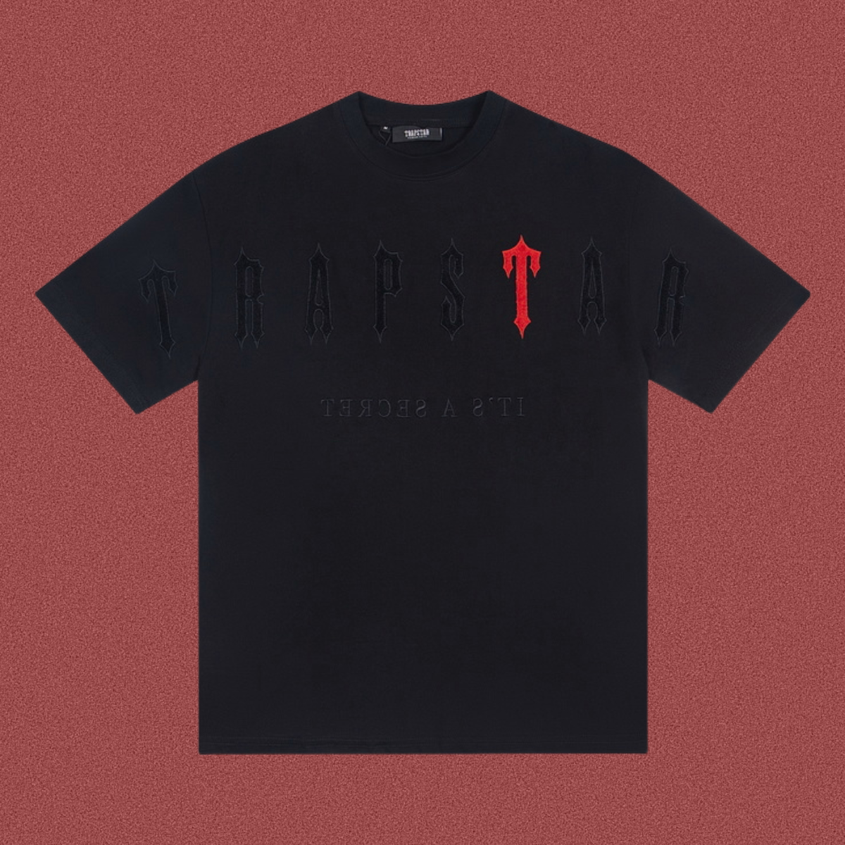 TRAPSTAR Red Logo Embroidery T-Shirt Black